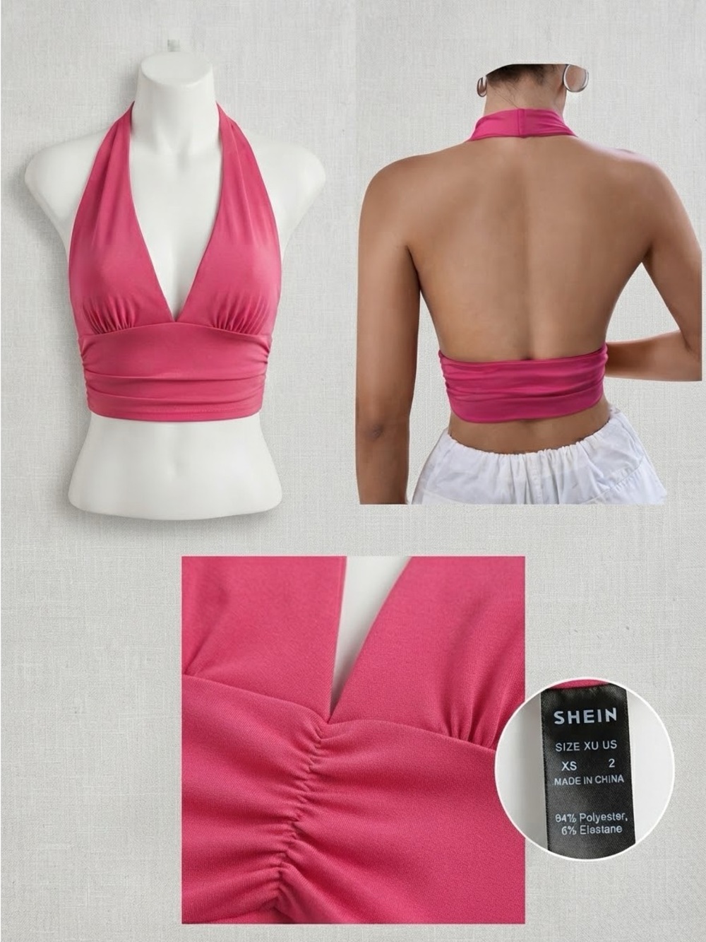 SHEIN hot pink halter Crop Top brand new never worn
